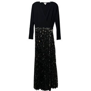 Lularoe Small Deane Elegant Black Gold Floral True Wrap Maxi Dress V Neck R